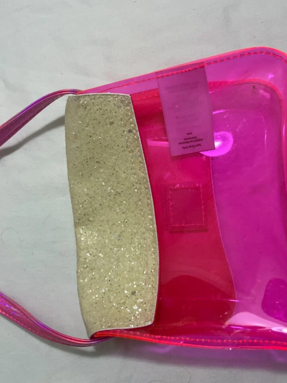 Girls Neon Pink Clear Jelly Crossbody Purse Glitter Star Flap Kids Shoulder Bag